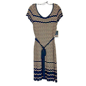 Julian Taylor Dress X-Large Black Gold Loose Knit Chevron Stretch Saints Y2K